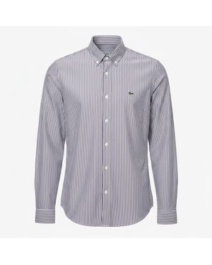 Lacoste Regular-Fit Striped Cotton Shirt - Purple