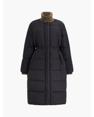French Connection Minnie Puff Full-Zip Funnel-Neck Long Puffer Jacket - Black