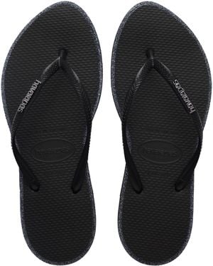 Havaianas Slim Point Glitter Flip Flops - Black
