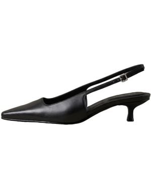Calvin Klein Leather Kitten-Heel Square-Toe Mules - Black