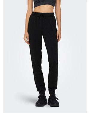 Only Play Mid-Waist Closed Hem Jersey Joggers - Black
