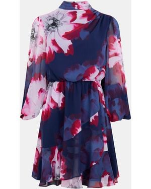 Ted Baker Floral Crew Mini Dress - Blue