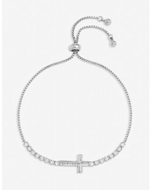 Jon Richard Plated And Crystal Cross Toggle Bracelet - White
