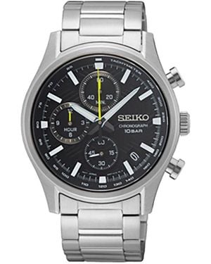 Seiko Chronograph Stainless Steel Water Resistant Analogue Quartz Watch - Metallic