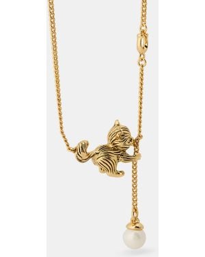 COACH Cat Pearl Pendant Necklace - Metallic