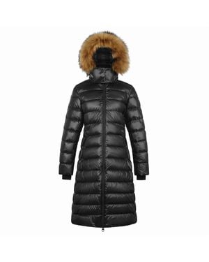 ARCTIC ARMY Arctic Long Puffer Water Resistant Detachable Hood Calf Length Jacket - Black