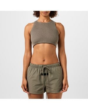 Fear Of God Logo Patch Ribbed Crop Top - Green