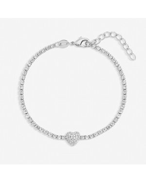 Jon Richard Plated And Pave Heart Toggle Bracelet - Metallic