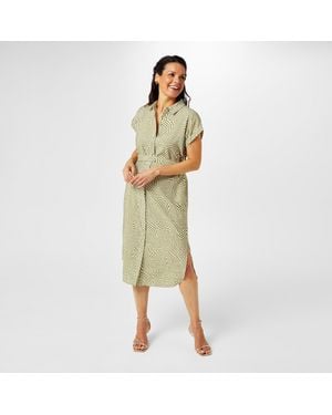 Biba Printed Shirt Dress - Yellow