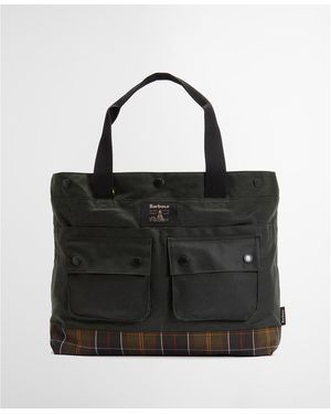 Barbour Field Waxed Tote Bag - Black