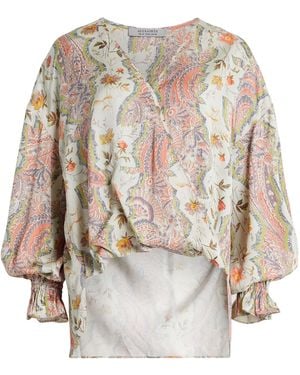 AllSaints Penny Wrap Over Paisley Print Regular Fit T-Shirt - Natural