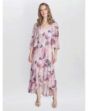 Gina Bacconi Nadia Midi Chiffon Dress And Jacket - Pink