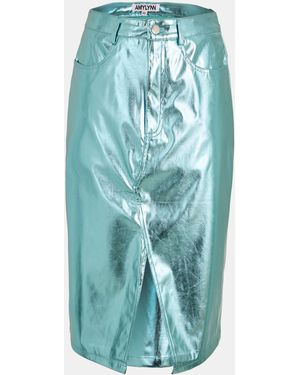 Amy Lynn Metallic Midi Skirt - Blue