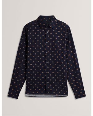 Ted Baker Floral Long-Sleeve Patterned Shirt - Blue