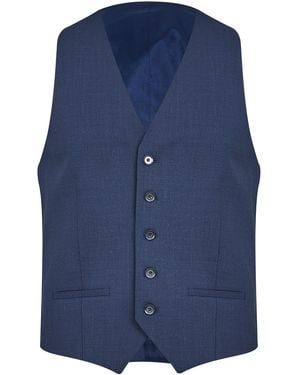 Richard James Wilder Tailored Fit Wool Waistcoat - Blue