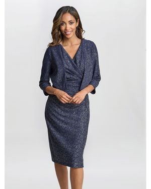 Gina Bacconi Miriam V-Neck Dress And Jacket Set - Blue