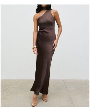 Pretty Lavish Sheree One Shoulder Sash Maxi Dress - Brown