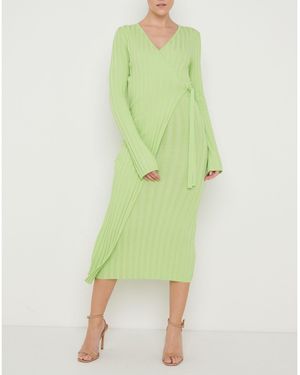 Pretty Lavish Ribbed Knit Jumper Dress - Green