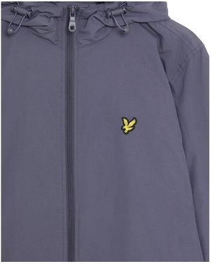 Lyle & Scott Zip Through Cotton Wind Resistant Long Sleeve Hooded Rain Anorak - Blue