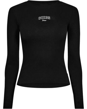 Guess Embro Slimt Long Sleeve T-Shirt - Black