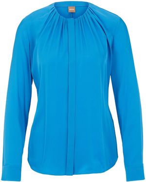 BOSS Banorah Long Sleeve Long Blouse - Blue