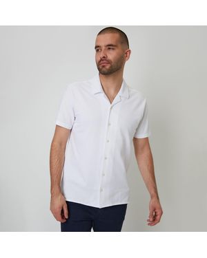 Threadbare Cotton Pique Revere Collar Short Sleeve Shirt - White