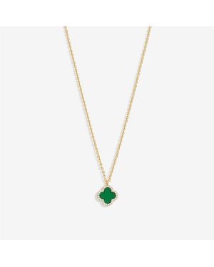 Jon Richard Plated And Malachite Clover Pendant Necklace - Metallic