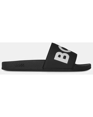 BOSS Aryeh Sliders, Comfy Footbed Sandals - Black