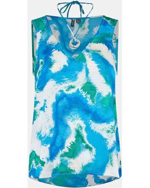 Vero Moda Short-Sleeve V-Neck Blouse - Blue