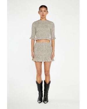 Glamorous Check Shirred Mini-Skirt - White