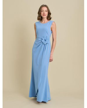Gina Bacconi Penina Maxi Dress With Floral Applique - Blue
