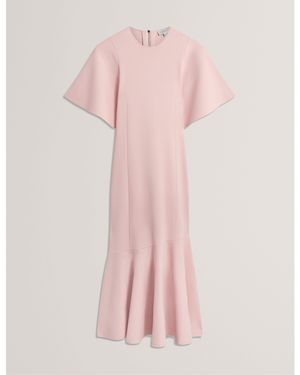 Ted Baker Short Sleeve Midi Knitted Jumper Dress - Pink