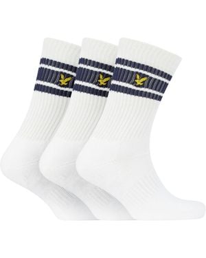 Lyle & Scott Grant Cotton Crew Socks 3 Pack - Blue