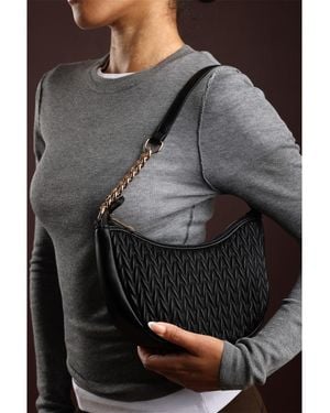 Where's That From Quilted Crescent Shoulder Bag - Grey