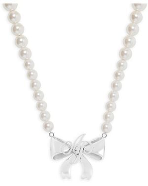 Agent Provocateur Beki Pearl Bow Pendant - Metallic