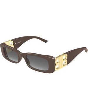 Balenciaga Bb0096S Dynasty Rectangle Sunglasses - Metallic