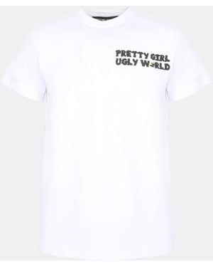 PRETTY BOY UGLY WORLD Cotton Short Sleeve Crew Neck T-Shirt - White