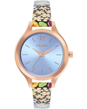 French Connection Floral Printed Strap Watch - Blue