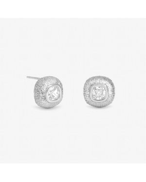Inicio Sterling Plated Bezel Studs - Metallic