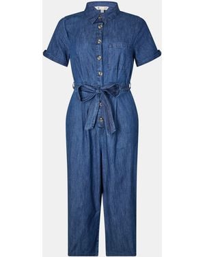 Yumi' Denim Button Jumpsuit - Blue