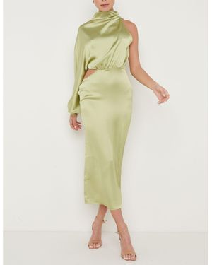 Pretty Lavish Satin Cut Out Dress - Yellow