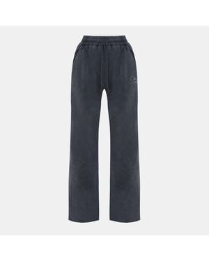 I Saw It First Embroidered Wide Leg Joggers - Blue