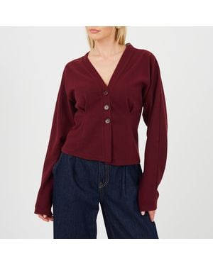 Brave Soul Ladies Long Sleeve Button Down Top - Red