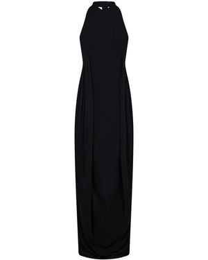 Givenchy Draped Crepe Halter Neck Gown - Black