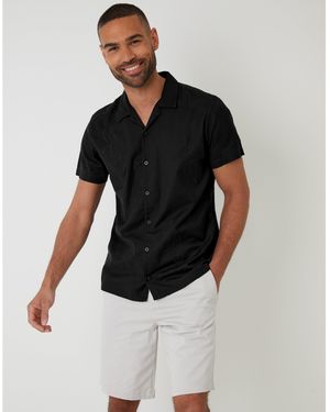 Threadbare Maples Short-Sleeve Patterned Shirt - Black