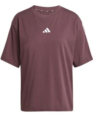 adidas Essentials 3 Stripe T-Shirt - Purple