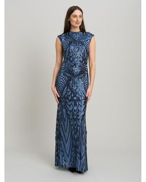 Gina Bacconi Felice Sequin Embellished Maxi Dress - Blue