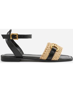 Where's That From Wide-Fit-Pu Catelyn Straw Detail Strap Sanda - Metallic