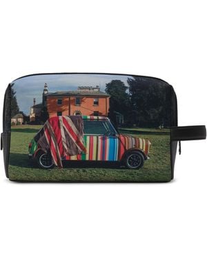 Paul Smith Mini Print Leather Trim Washbag - Blue