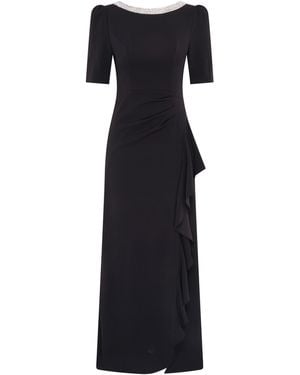 Gina Bacconi Paola Beaded Neck Maxi Dress - Black